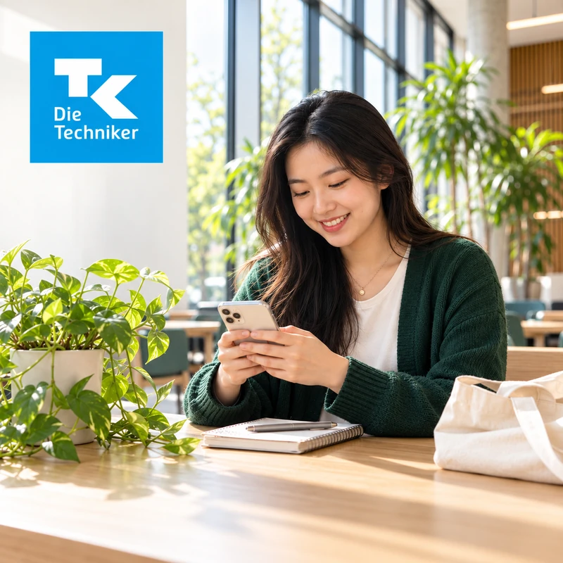 An international student using a phone on a German university campus